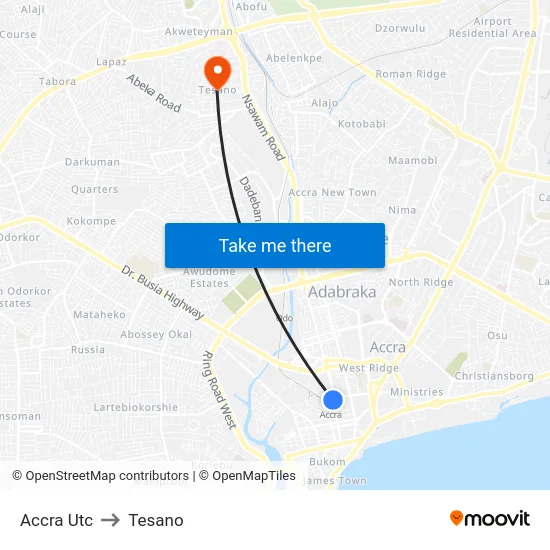 Accra Utc to Tesano map