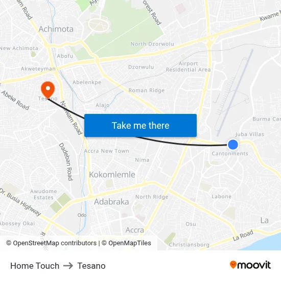 Home Touch to Tesano map