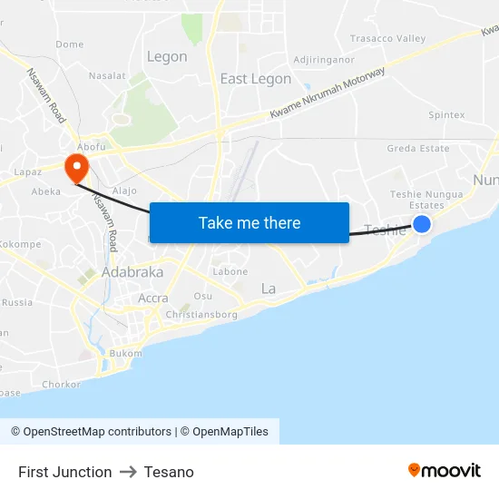 First Junction to Tesano map