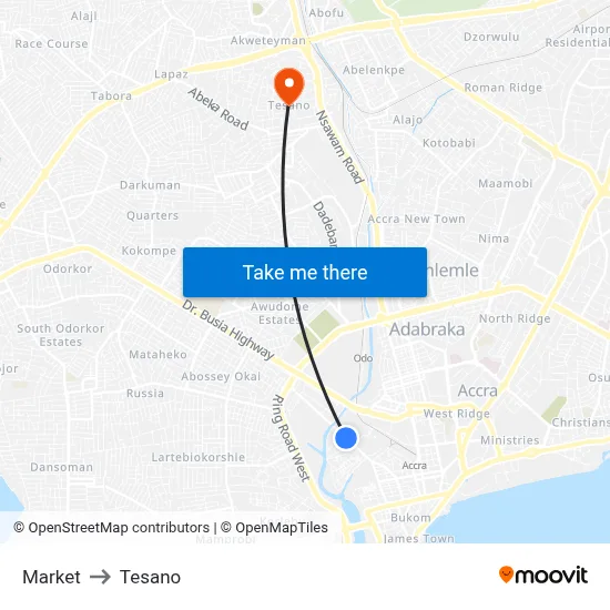 Market to Tesano map