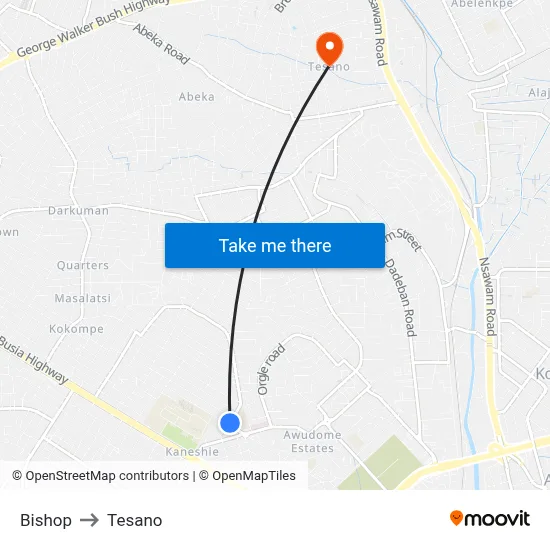 Bishop to Tesano map