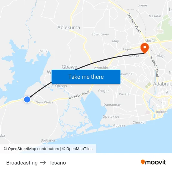 Broadcasting to Tesano map
