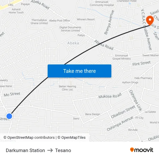Darkuman Station to Tesano map