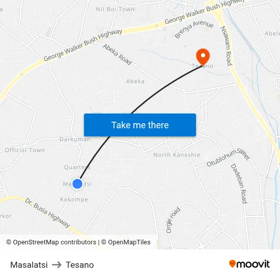 Masalatsi to Tesano map