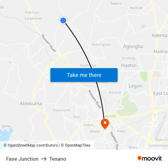 Fase Junction to Tesano map