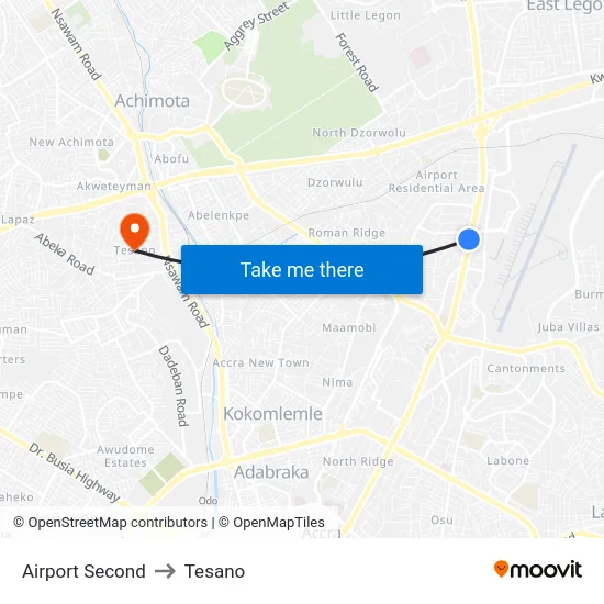 Airport Second to Tesano map