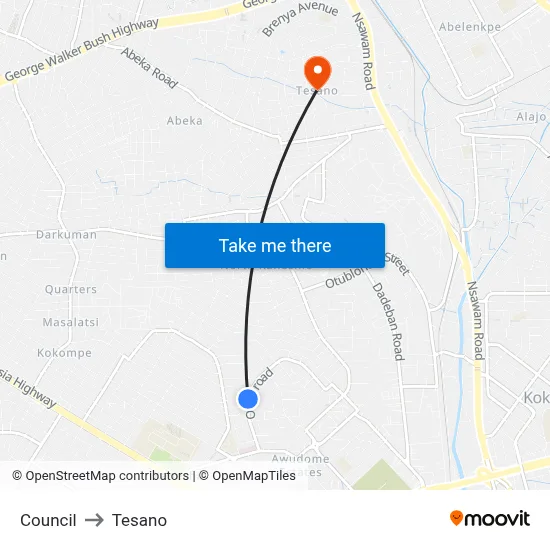 Council to Tesano map