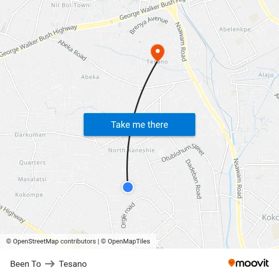 Been To to Tesano map