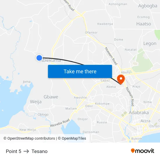 Point 5 to Tesano map