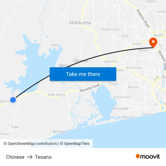 Chinese to Tesano map