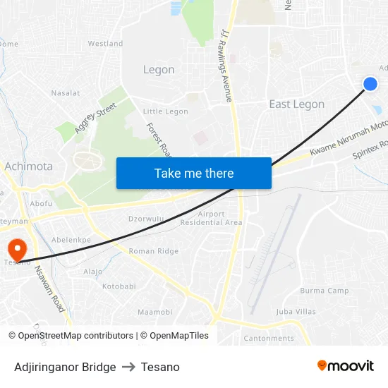 Adjiringanor Bridge to Tesano map