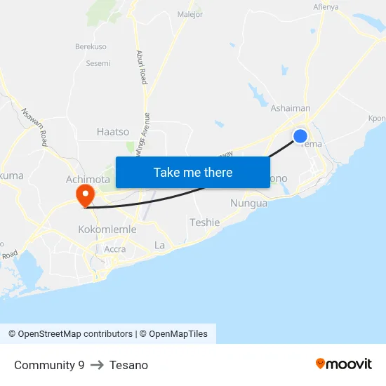 Community 9 to Tesano map