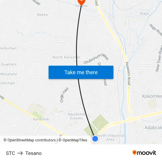 STC to Tesano map