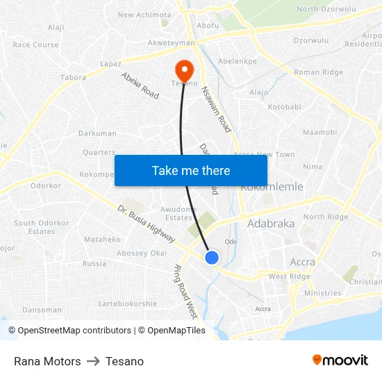 Rana Motors to Tesano map