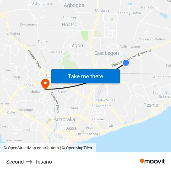 Second to Tesano map