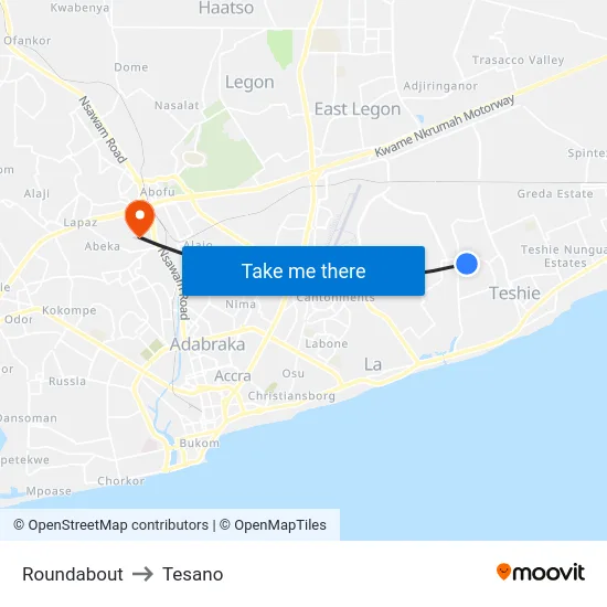 Roundabout to Tesano map