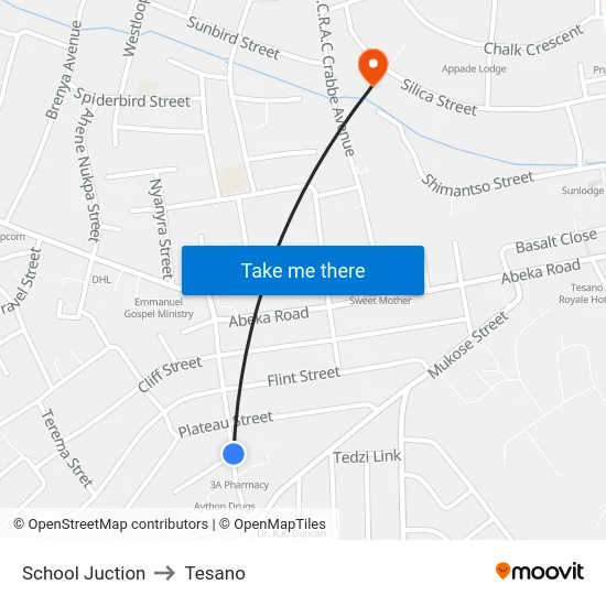 School Juction to Tesano map