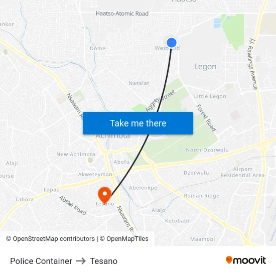 Police Container to Tesano map