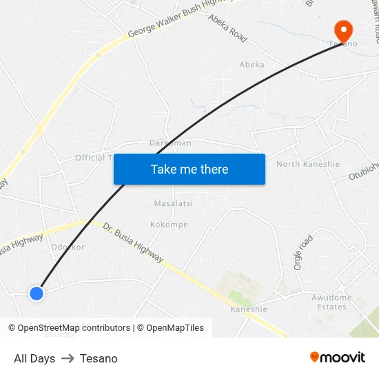 All Days to Tesano map