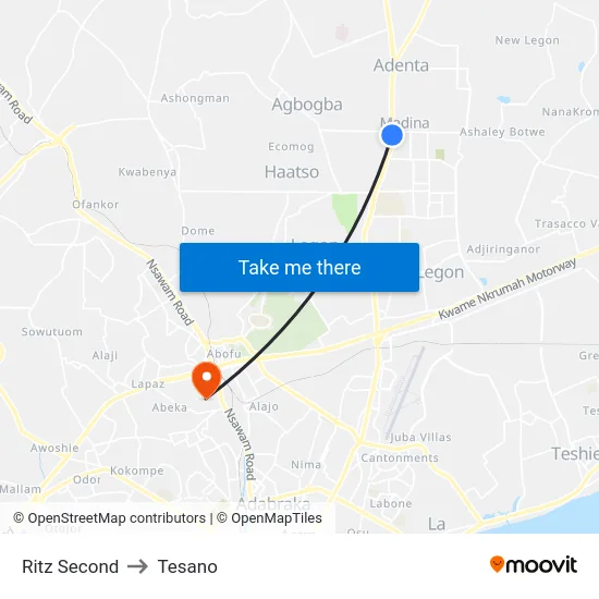 Ritz Second to Tesano map