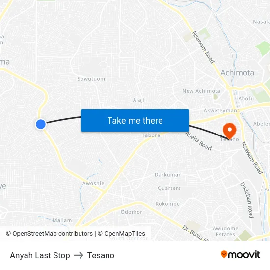 Anyah Last Stop to Tesano map