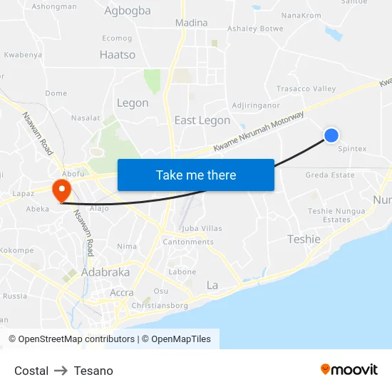 Costal to Tesano map