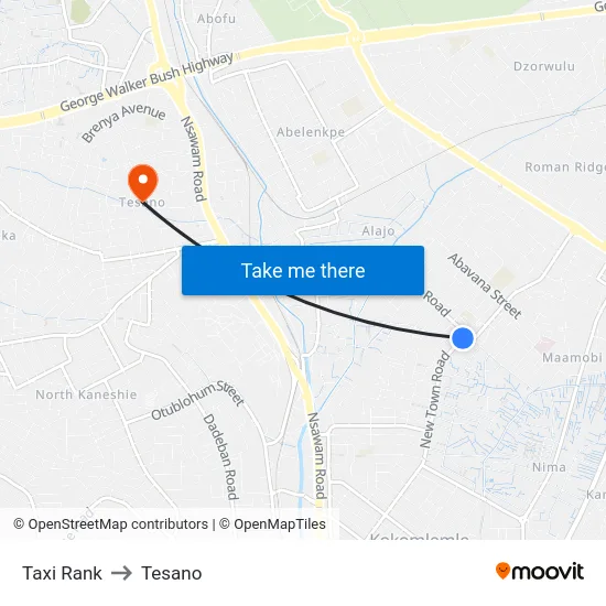 Taxi Rank to Tesano map