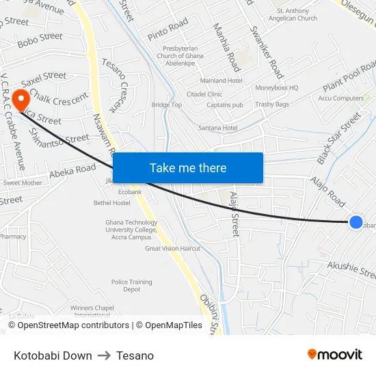 Kotobabi Down to Tesano map