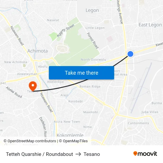 Tetteh Quarshie / Roundabout to Tesano map