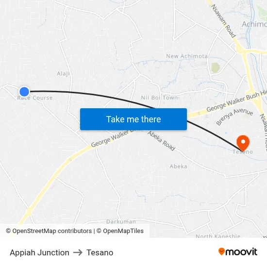 Appiah Junction to Tesano map
