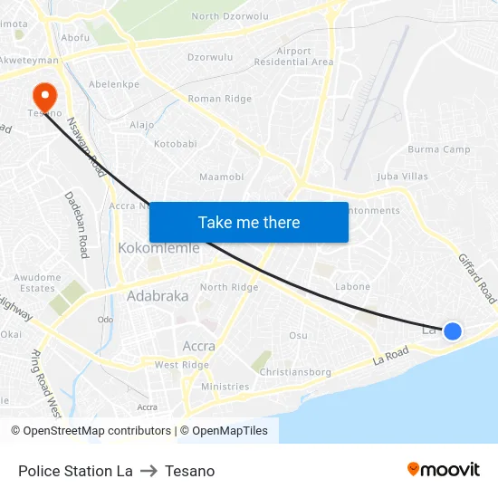 Police Station La to Tesano map