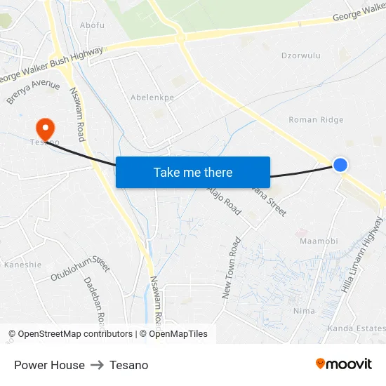 Power House to Tesano map