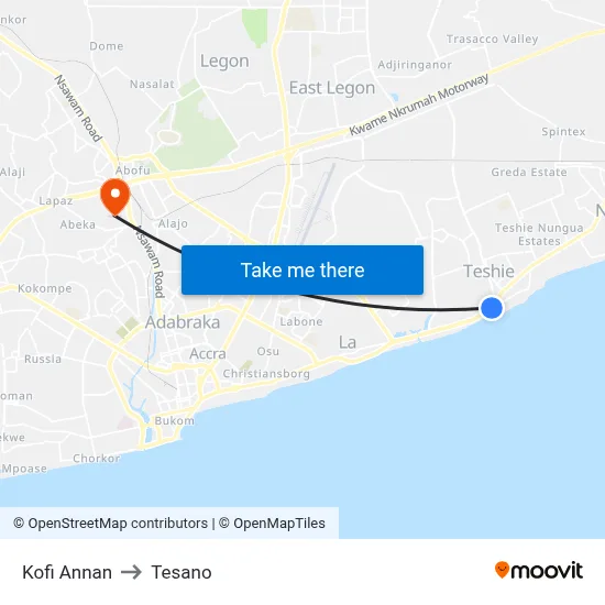 Kofi Annan to Tesano map