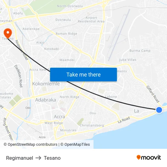 Regimanuel to Tesano map