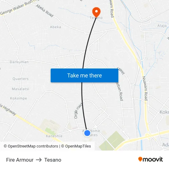 Fire Armour to Tesano map