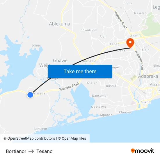 Bortianor to Tesano map
