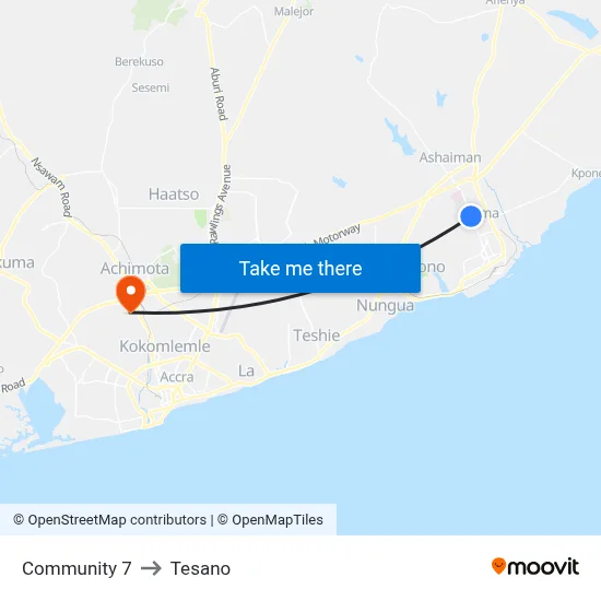Community 7 to Tesano map