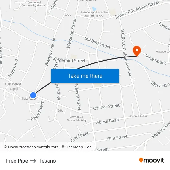 Free Pipe to Tesano map