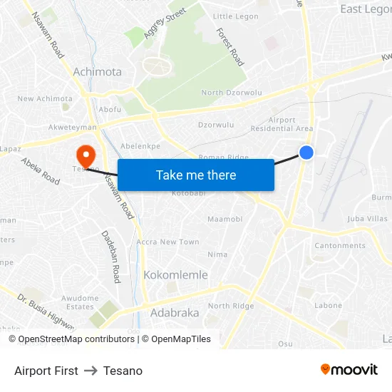 Airport First to Tesano map
