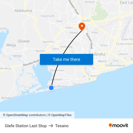 Glefe Station Last Stop to Tesano map