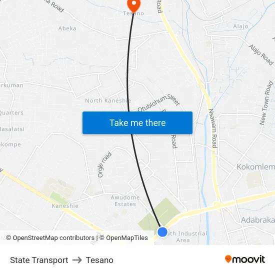 State Transport to Tesano map