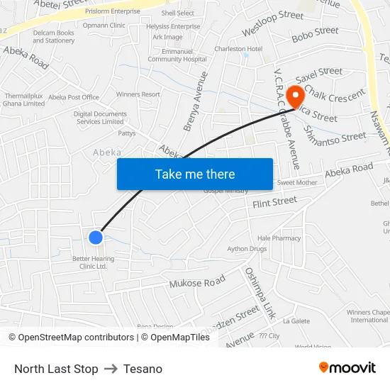 North Last Stop to Tesano map