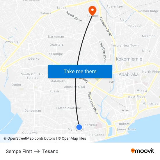 Sempe First to Tesano map