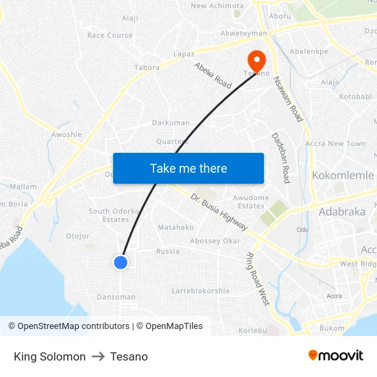 King Solomon to Tesano map