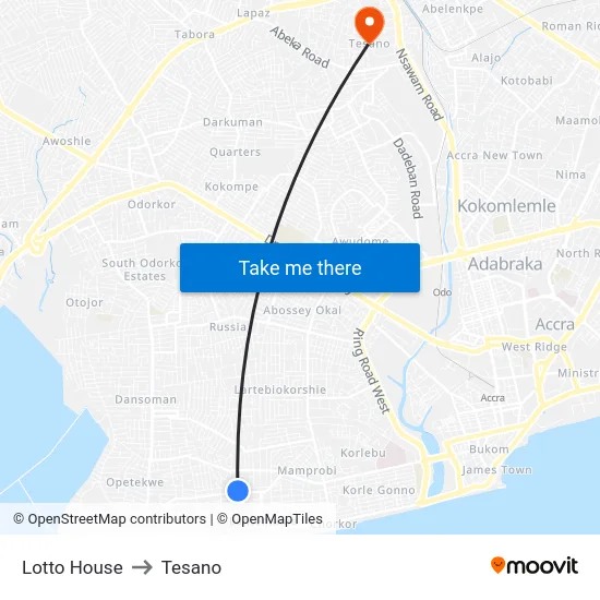 Lotto House to Tesano map