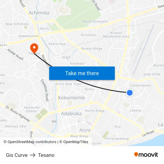 Gis Curve to Tesano map