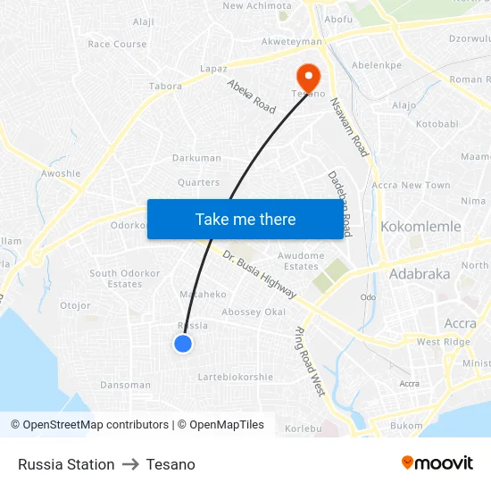 Russia Station to Tesano map
