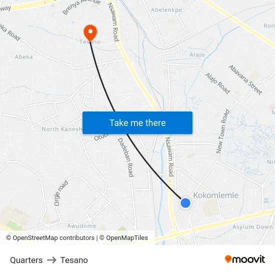 Quarters to Tesano map