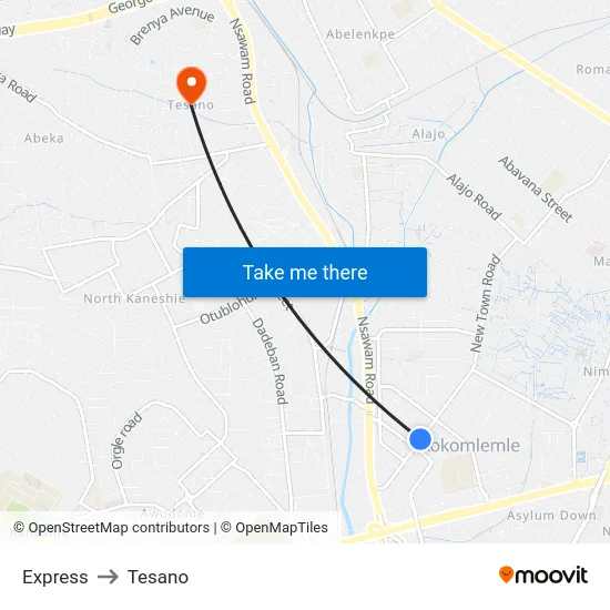 Express to Tesano map