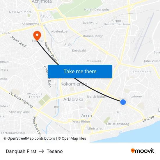 Danquah First to Tesano map